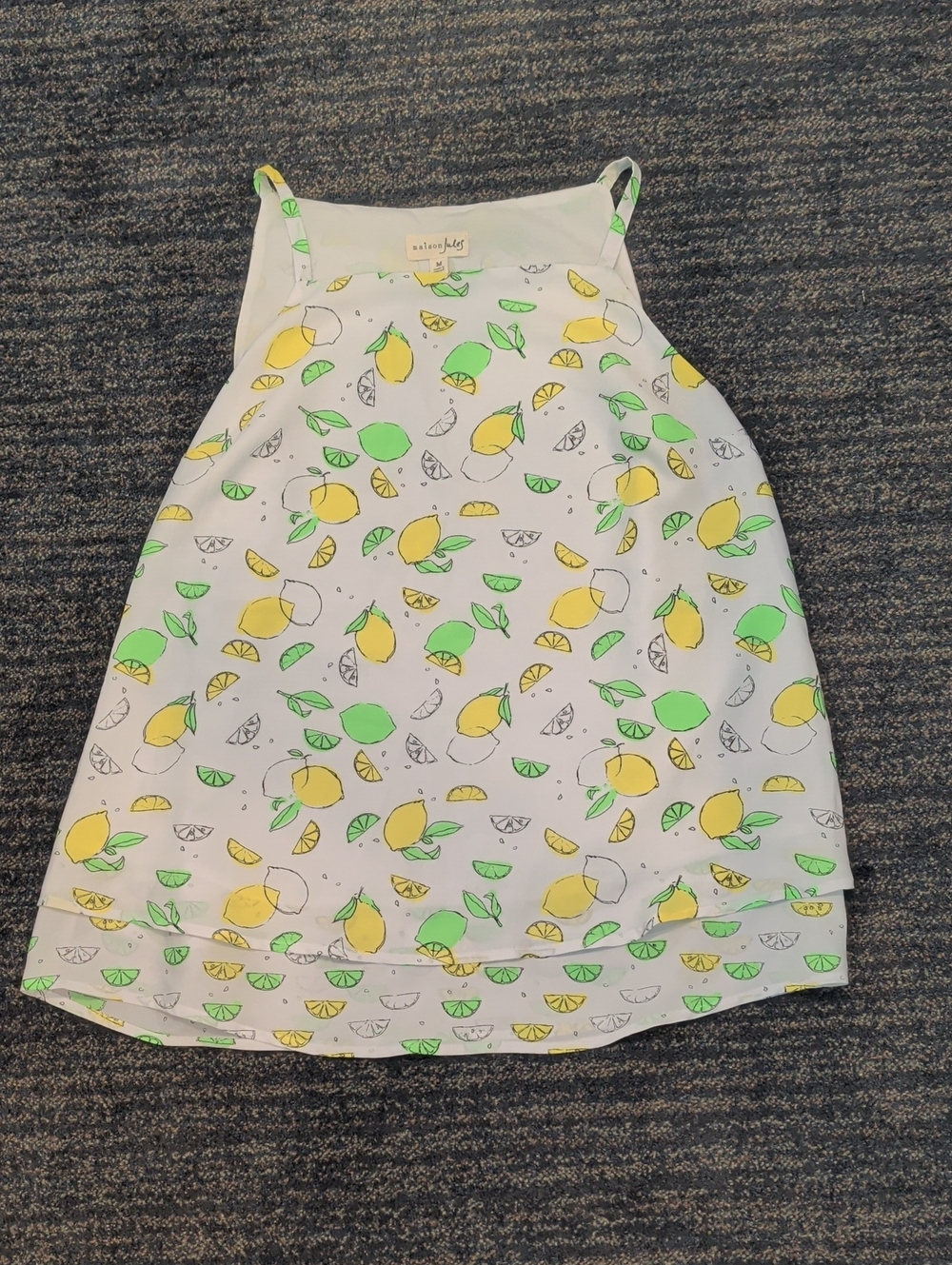 Maison Jules White Tank Top with Yellow & Green Lemon Print
